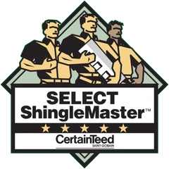 CertainTeed Select ShingleMaster certification badge with five-star rating